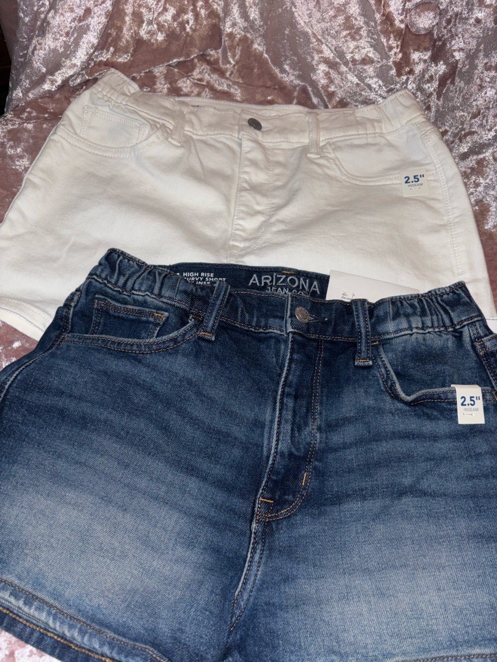 Arizona Jean Company White and Blue Denim Women Shorts